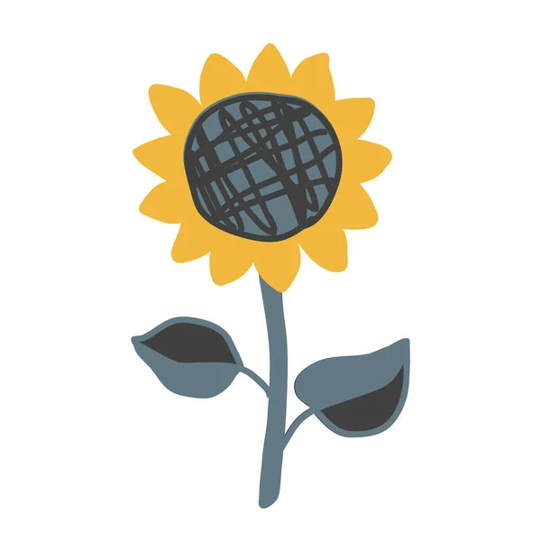 Niedliche Sonnenblume Skandinavischen Stil Isolierte Vektorillustration Entzückendes Blumendesign Element Für — Stockvektor