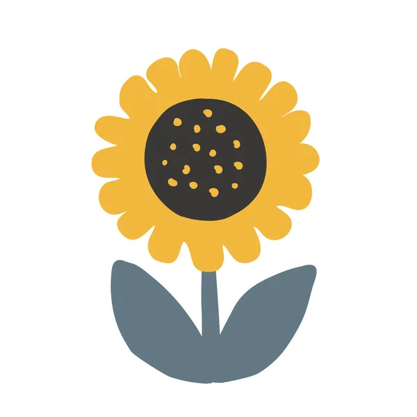 Niedliche Sonnenblume Skandinavischen Stil Isolierte Vektorillustration Entzückendes Gestaltungselement Für Verpackungen — Stockvektor