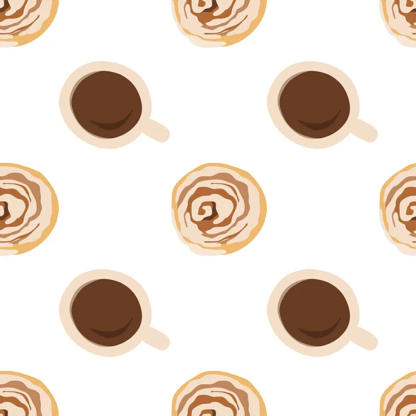Coffee Cinnamon Seamless Pattern Vector Illustration Cartoon Style — Stock Vector