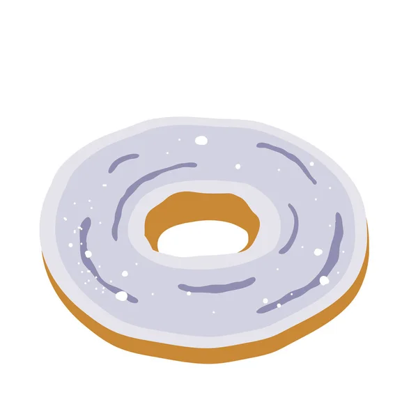 Schattig Violet Donut Vector Hand Getekend Geïsoleerde Illustratie — Stockvector