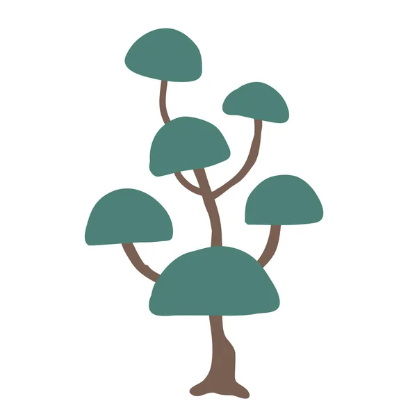 Buxus Nuvem Podada Árvore Topiária Ícone Vetor Isolado Fundo Branco — Vetor de Stock