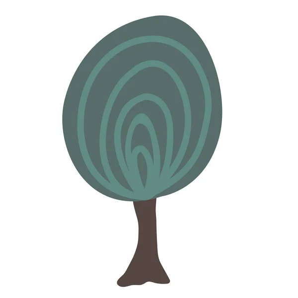 Στρογγυλό Σχήμα Εικονίδιο Δέντρο Στυλ Σκίτσο Κινουμένων Σχεδίων Που Απομονώνονται — Διανυσματικό Αρχείο