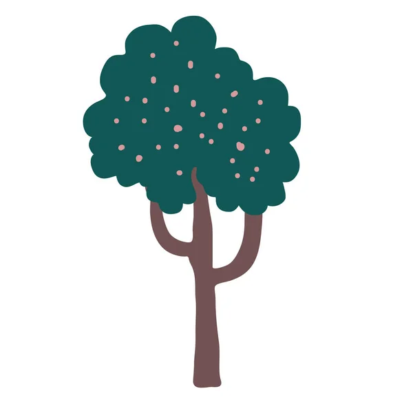 Ícone Árvore Maçã Estilo Desenho Animado Doodle Isolado Branco Floresta — Vetor de Stock