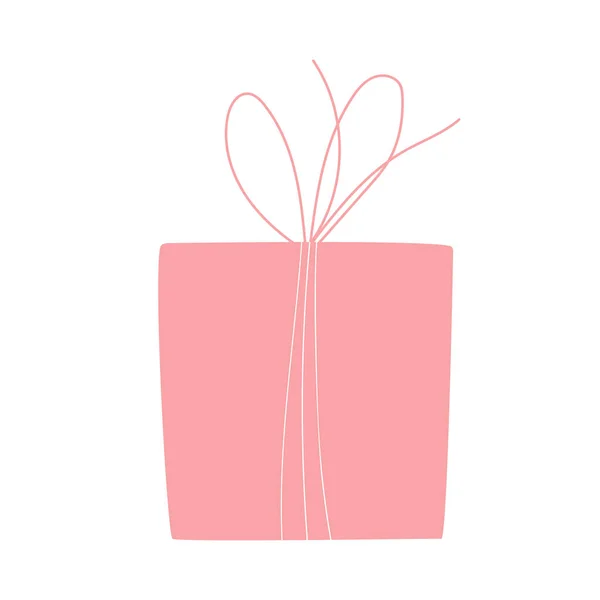 Einfache Geschenkbox Mit Seil Isoliert Auf Weiß Dekoriert Vektor Doodle — Stockvektor