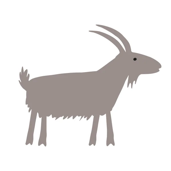 Grey Goat Cartoon Character Vector Isolated Icon Illustration — Stock Vector