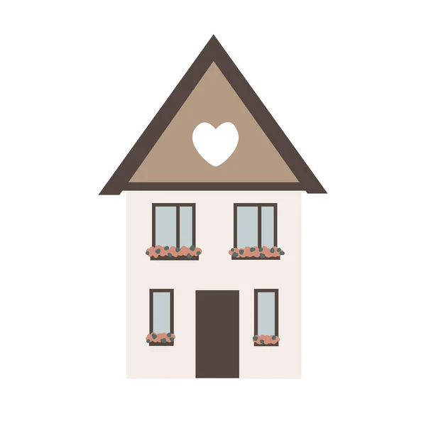Casa Estilo Escandinavo Com Coração Topo Ícone Casa Desenhado Mão —  Vetores de Stock