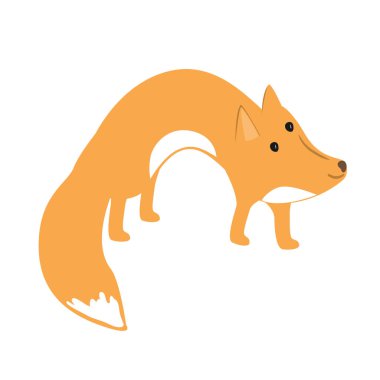 Şirin ve şaşkın yavru tilki. Beyaz arkaplanda izole edilmiş sevimli tilki çizgi film vektör çizimi.