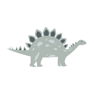 Beyaz tenli şirin Stegosaurus dino. Dinozor ikonu. Vektör illüstrasyonu.