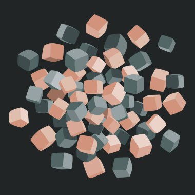 Köpük küpleri dairesel çember şeklinde soyut arka plan. Çocukların oynadığı komik, yumuşak bloklar. Vektör illüstrasyonu.