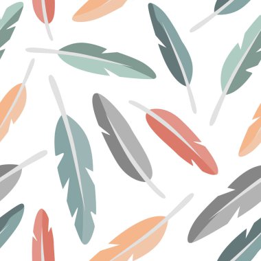 Renkli tüyler çizgi filmlerdeki gibi pürüzsüz. Vektör illüstrasyon arkaplanı.