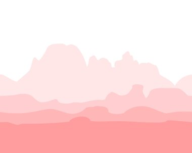 Görkemli dağlar pembe palette kusursuz bir desen oluşturur. Vektör arkaplanı.