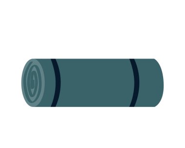 Yoga ya da kamp hasırı ikonu. Fitness eğitimi için katlanmış lastik halı. Turizm için yürüyüş malzemesi gezisi. Beyaz arkaplanda düz izole vektör çizimi.