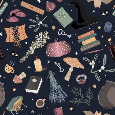 Büyücülük, sihirli ve ruhani şeylerle kusursuz bir düzen içinde. Kız arkaplanı.