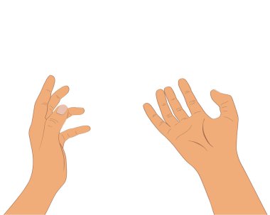 Hokkabazlık yaparak izole edilmiş vektör çizimi. El çizimi insan eli tasarım elementi.