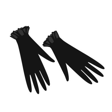 Dantelli zarif siyah kadın eldivenleri. Vektör izole illüstrasyonu