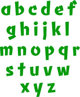 Duyusal bir İngiliz alfabesi seti küçük harfler.