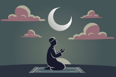 Müslüman adam namaz kılıyor.