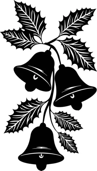 Yapraklı Noel çanlarının siyah silueti..