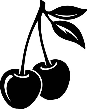 Beyaz arkaplanda izole edilmiş kiraz meyvesi vektör tasarımı silueti.