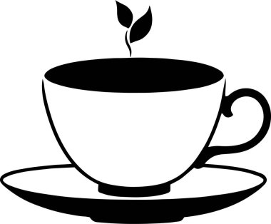 Kahve ve çay fincanı illüstrasyon işareti ve sembol siluet vektörü.