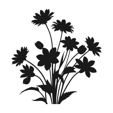 El çizimi çiçek tasarımı elementlerin silueti bitki çiçekleri ve vektör tasarımı bırakır.