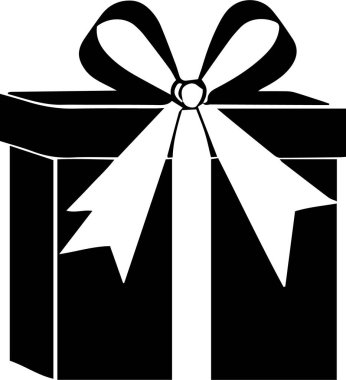 Hediye kutusu beyaz arkaplan vektöründe siyahı izole etti.