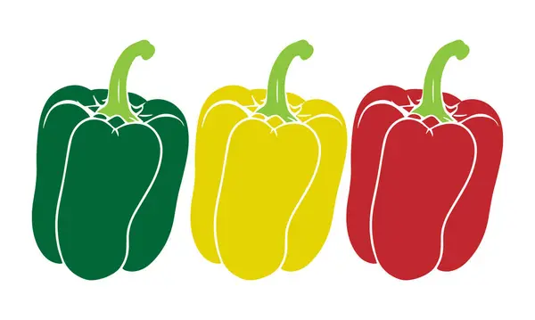 Beyaz arkaplan vektörü illüstrasyonunda çan biberi bitkisi soyut renkli siluet.