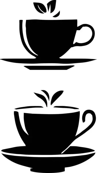 Kahve ve çay fincanı illüstrasyon işareti ve sembol siluet vektörü.