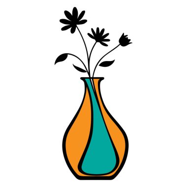 Çiçek vazosu vektör çizimi.