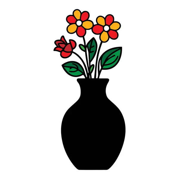 Çiçek vazosu vektör çizimi.