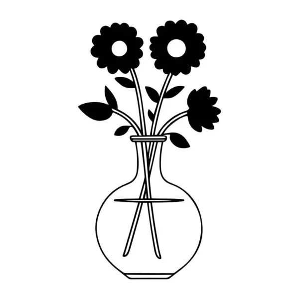 Çiçek vazosu vektör çizimi.