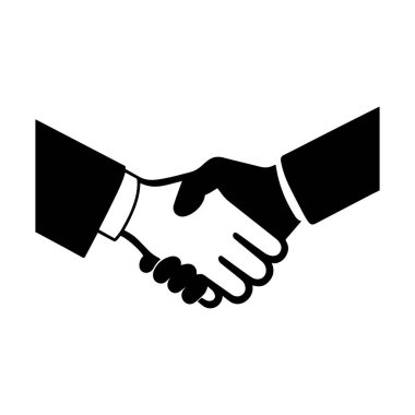 Beyaz arkaplan tasarımı illüstrasyonunda el sıkışma simgesi ve özet vektörü.