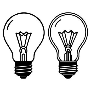Beyaz arkaplan sembolü elektrik lambası illüstrasyonunda bir ampul seti.