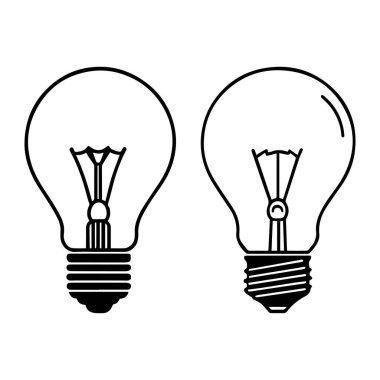 Beyaz arkaplan sembolü elektrik lambası illüstrasyonunda bir ampul seti.