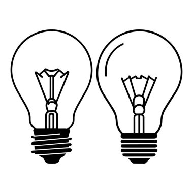 Beyaz arkaplan sembolü elektrik lambası illüstrasyonunda bir ampul seti.