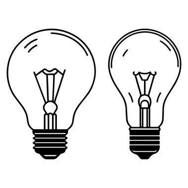 Beyaz arkaplan sembolü elektrik lambası illüstrasyonunda bir ampul seti.