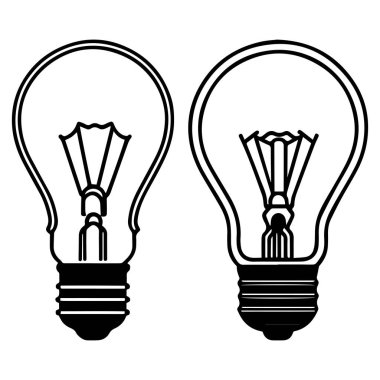 Beyaz arkaplan sembolü elektrik lambası illüstrasyonunda bir ampul seti.