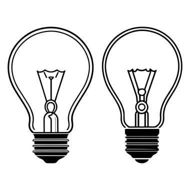 Beyaz arkaplan sembolü elektrik lambası illüstrasyonunda bir ampul seti.