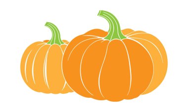 Beyaz arkaplan vektörü illüstrasyonunda balkabağı sebze soyut siyah ve renkli siluet.