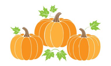 Beyaz arkaplan vektörü illüstrasyonunda balkabağı sebze soyut siyah ve renkli siluet.