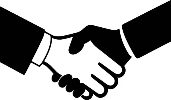 Beyaz arkaplan tasarımı illüstrasyonunda el sıkışma simgesi ve özet vektörü.