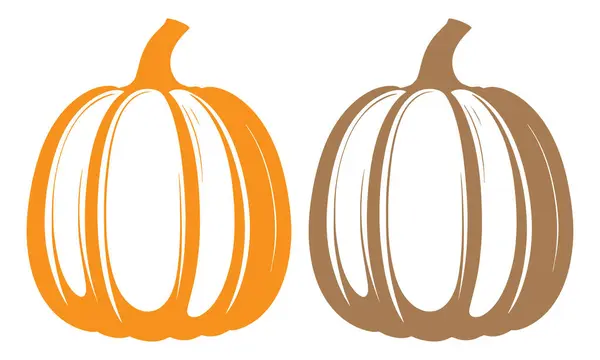 Beyaz arkaplan vektörü illüstrasyonunda balkabağı sebze soyut siyah ve renkli siluet.