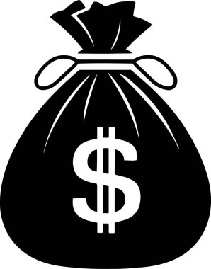 Para çuvalı illüstrasyon vektör unsurları silueti beyaz arka planda izole edilmiş finans ve para temalı tasarım için ideal.