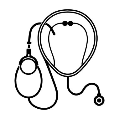 Stetoskop grafik işareti beyaz arkaplan sembolü tıp vektörü illüstrasyonunda izole edildi.