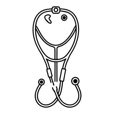 Stetoskop grafik işareti beyaz arkaplan sembolü tıp vektörü illüstrasyonunda izole edildi.