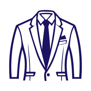 Beyaz arkaplan vektörüne izole edilmiş takım elbise giysisi erkek ceketi ceketi sembolü basit siluet.