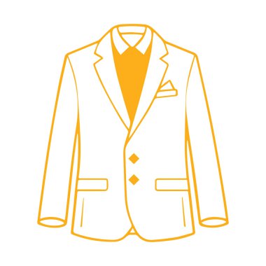 Beyaz arkaplan vektörüne izole edilmiş takım elbise giysisi erkek ceketi ceketi sembolü basit siluet.