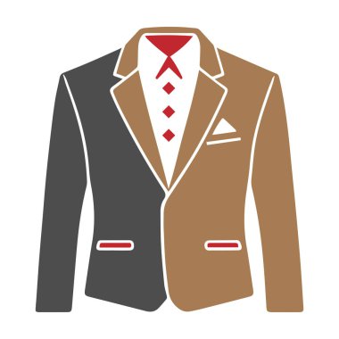 Beyaz arkaplan vektörüne izole edilmiş takım elbise giysisi erkek ceketi ceketi sembolü basit siluet.