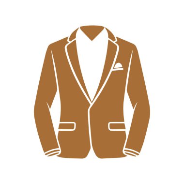 Beyaz arkaplan vektörüne izole edilmiş takım elbise giysisi erkek ceketi ceketi sembolü basit siluet.