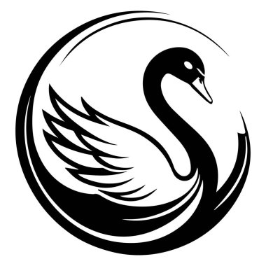 Siyah ve beyaz kuğu vektör çizimi.